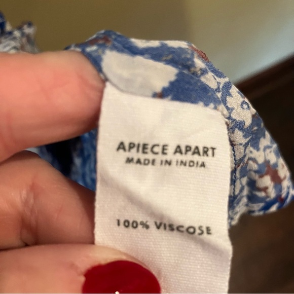 Apiece Apart Mini Mitte Dress in Piet Floral Blue, size XS, Flowy Drapey Spring - Picture 10 of 13